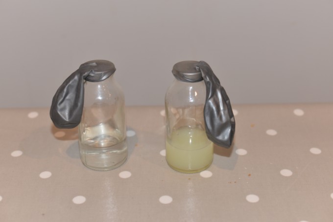 Blow up a balloon with lemon juice