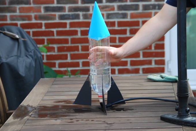 Water Powered Bottle Rocket - air pressure experiment for kids