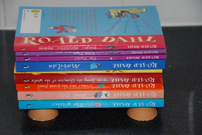 egg shell balancing books