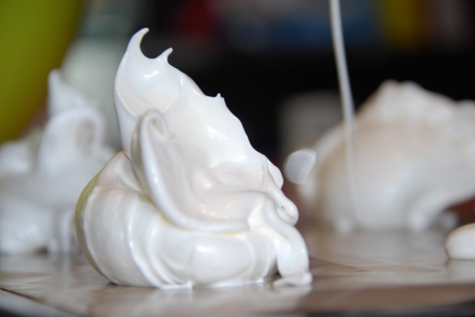 meringue made from whisking egg white - easy kitchen science experiment for kids