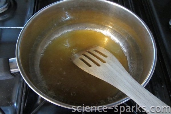 A pan of liquid honeycomb