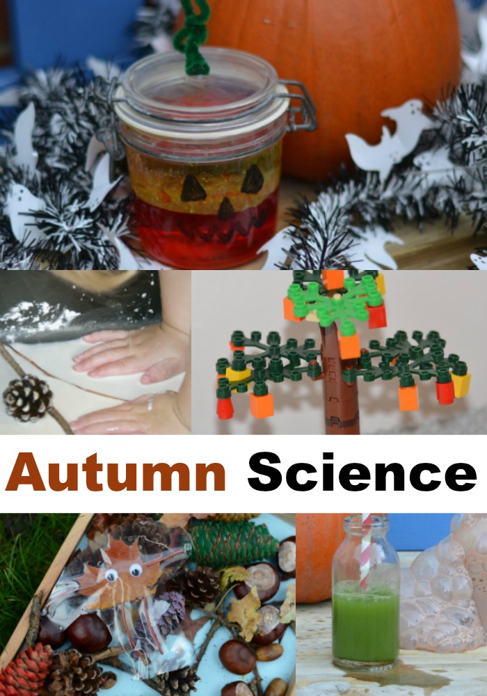 Fall science experiments - make a pumpkin lava lamp, model the seasons with LEGO, make witchy potions and more autumn science experiments for kids #autumnscience #fallscience