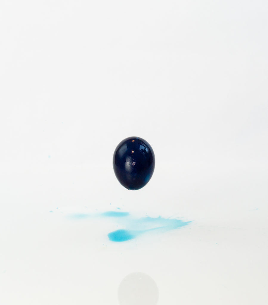 bouncy egg with no shell coloured blue with food colouring