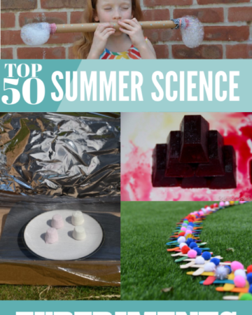 50 Summer Science Experiments - make a lolly stick chain reaction, a solar oven, bubble snake and lots more summer science experiments for kids #summerscience #scienceforkids #scienceexperimentsforsummer