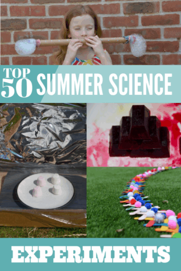 50 Summer Science Experiments - make a lolly stick chain reaction, a solar oven, bubble snake and lots more summer science experiments for kids #summerscience #scienceforkids #scienceexperimentsforsummer