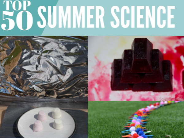 50 Summer Science Experiments - make a lolly stick chain reaction, a solar oven, bubble snake and lots more summer science experiments for kids #summerscience #scienceforkids #scienceexperimentsforsummer