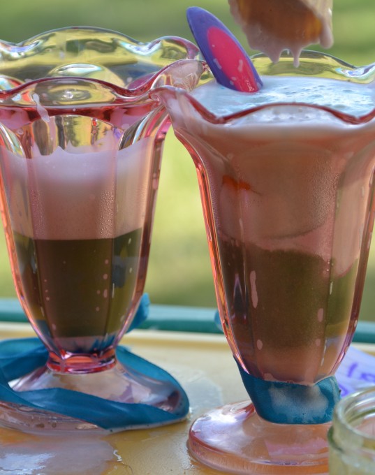 baking soda potion in a sundae glass