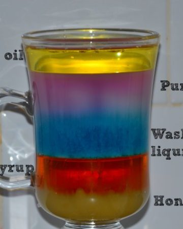 Layers of liquids with different densities in a jar