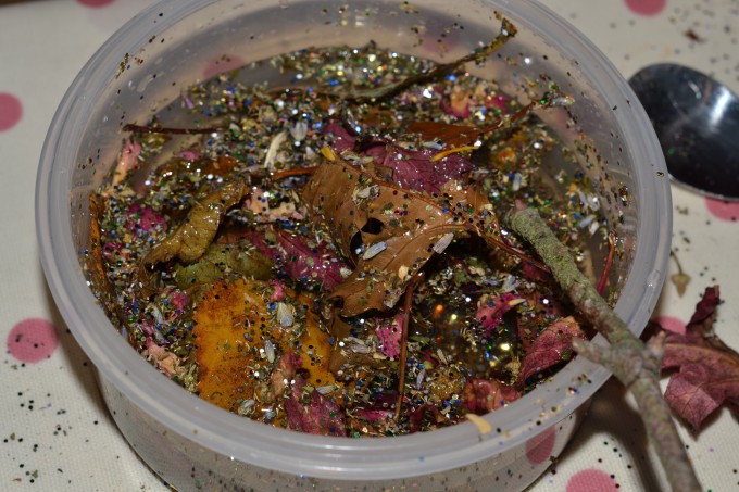 Potion made from autumn leaves and sticks