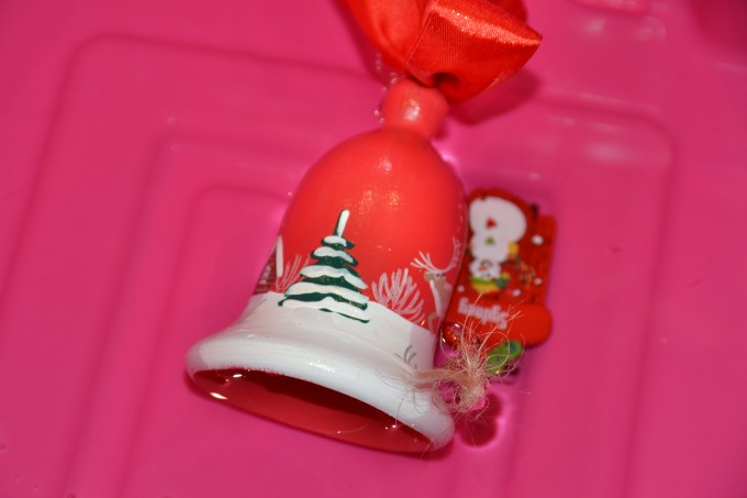 Christmas decoration floating on water for a festive STEM challenge