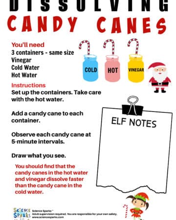 Dissolving Candy Canes Experiment Instruction sheet