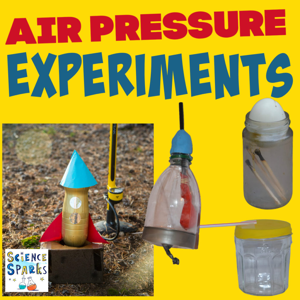 collection of air pressure experiments including a lung model, raincloud in a jar and barometer