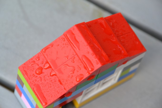 wet roof of a small LEGO house for a science experiment