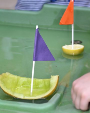 Fruity boats - water table science for kids