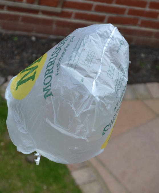 parachute made with a plastic bag for a STEM Challenge