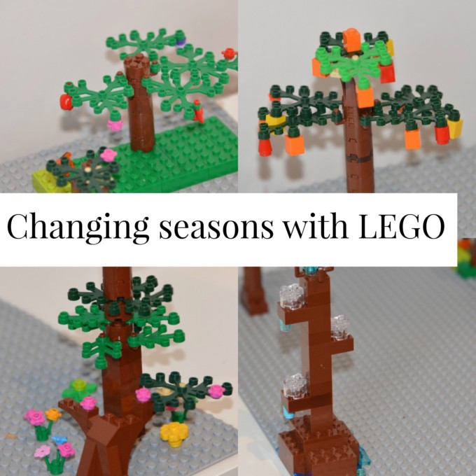 a lego model of a tree showing how it changes each season