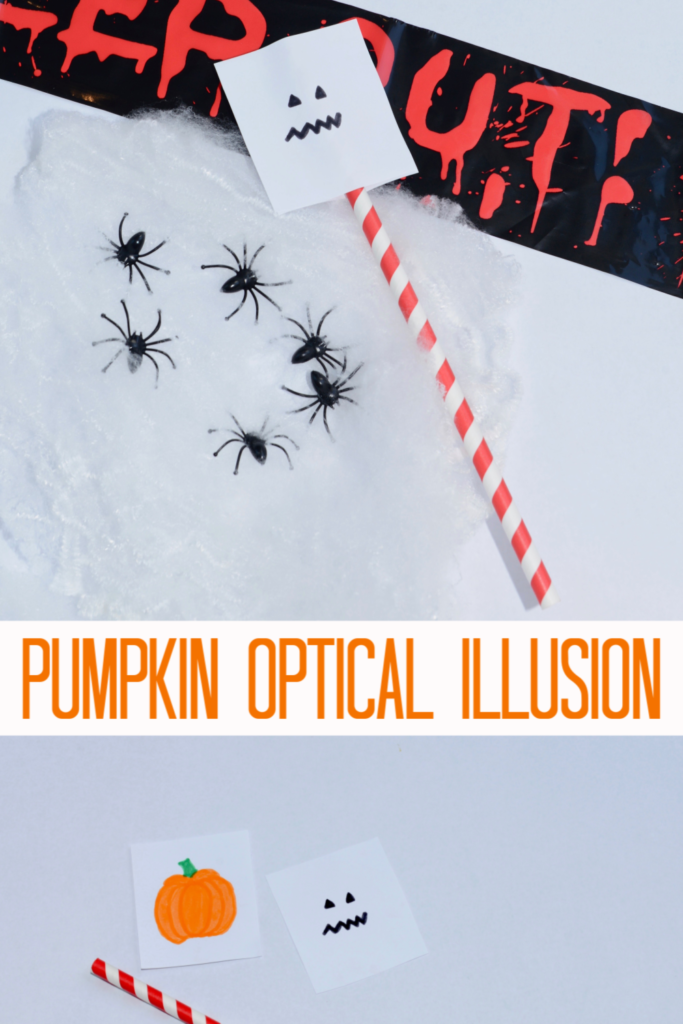 Easy pumpkin optical illusion #Halloween #Scienceforkids #Halloweenscienceprojects #HalloweenCrafts