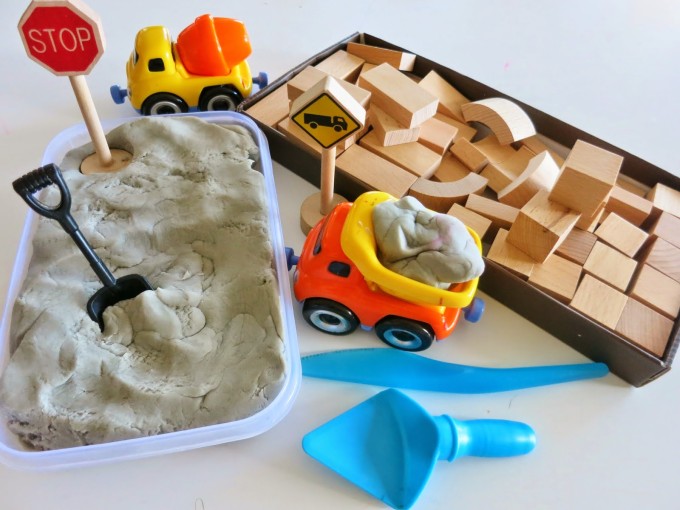 construction sensory bin