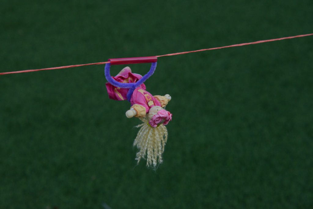 zip line experiment using a small toy
