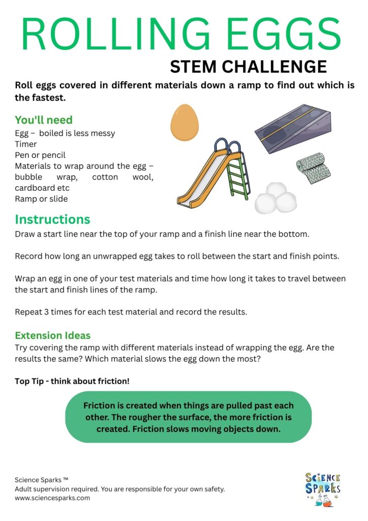 Rolling eggs STEM challenge instructions