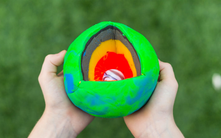Play dough model of the Earth - space science for kids