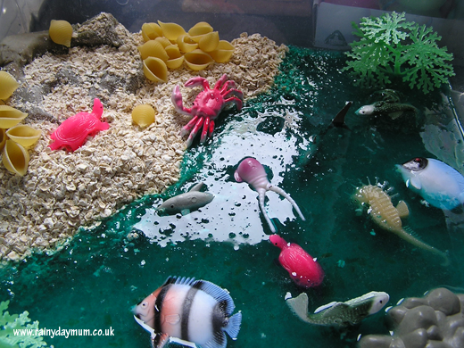 ocean themed, small world set up