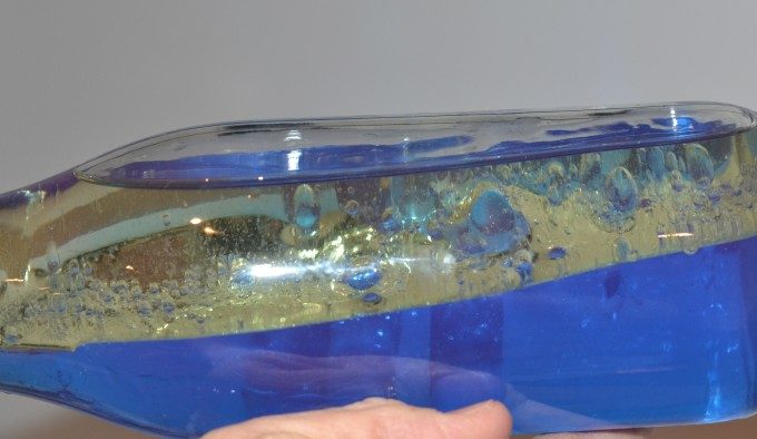 underwater themed density bottle - amde with blue water and oil