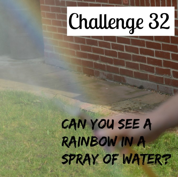 Find a rainbow in a spray of water #rainbow #Sciencechallenge