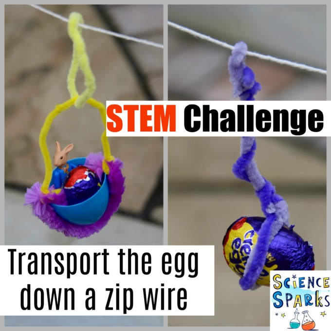 Zip wire for an egg made with a pipelceaner