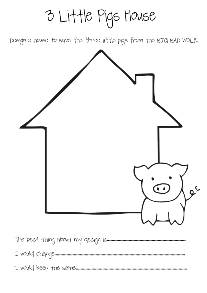 Design sheet with a single house for designing a house for the Three Little Pigs