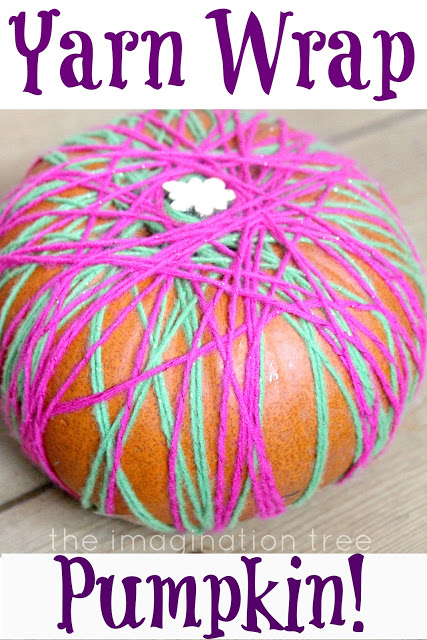 Yarn wrapped pumpkin - alternative pumpkin idea for Halloween