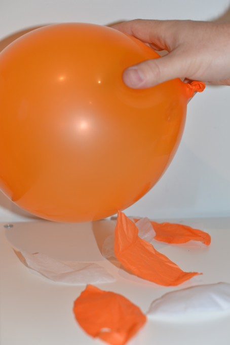 Static electricity experiment - using a balloon and tissue paper leaves