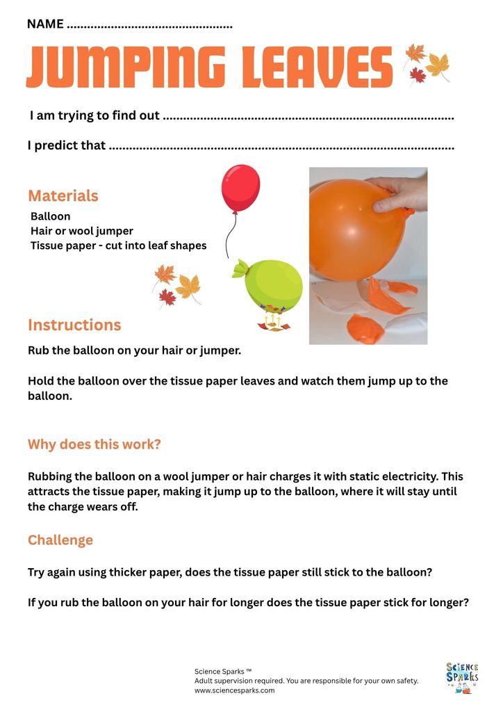 static electricity science investigation worksheet