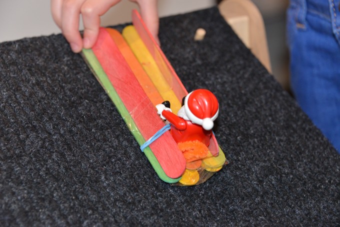 lolly stick sleigh for a Santa STEM challenge
