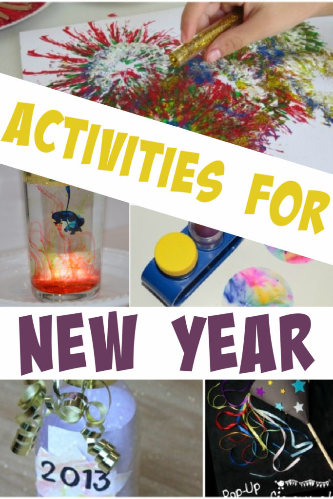 ideas for kids activities at New Year. Make a firework in a glass, firework paintings and lots more science for New Year #Scienceforkids #Newyearactivities #NewYearCrafts