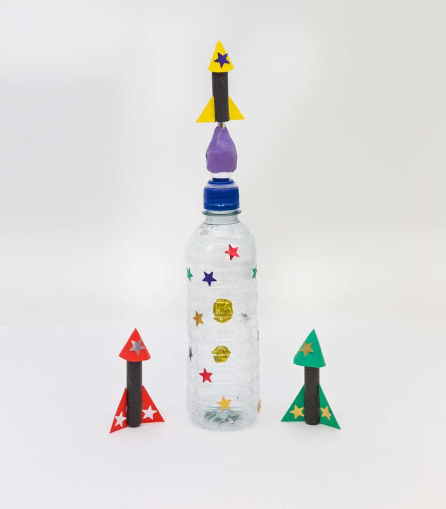 Squeezy rocket made from a plastic bottle - great for learning about forces