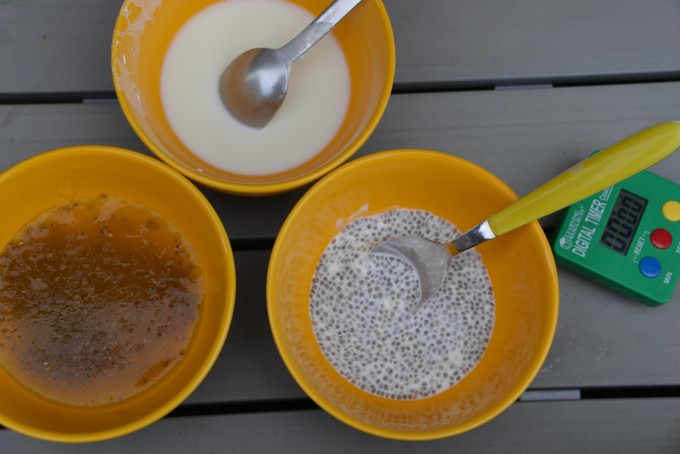 3 easy no borax slime recipes for kids. Image shows 3 yellow bowls with different types of slime inside.