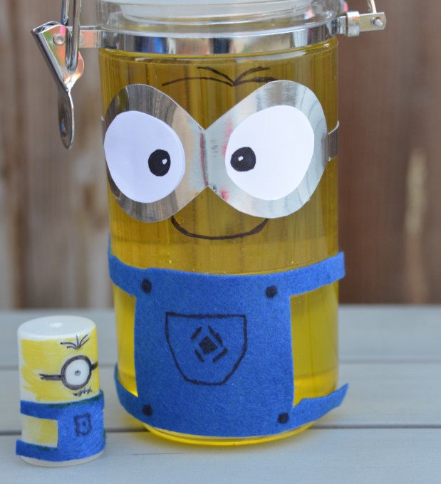 Lava lamp and film canister rocket made to look like minions