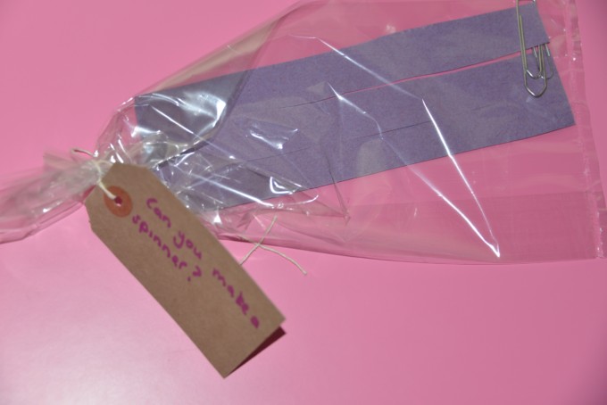plastic bag container a paper spinner for a science challenge