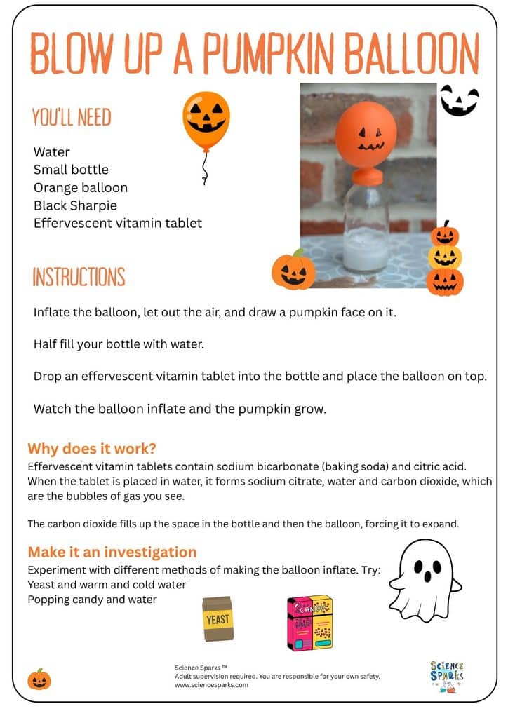Blow up a balloon science experiment instructions