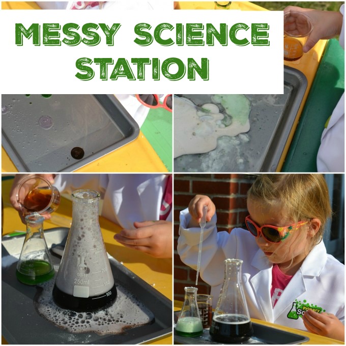 MEssy Science station for preschoolers