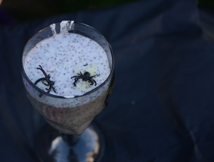 spider slime made with chia seeds and cornflour