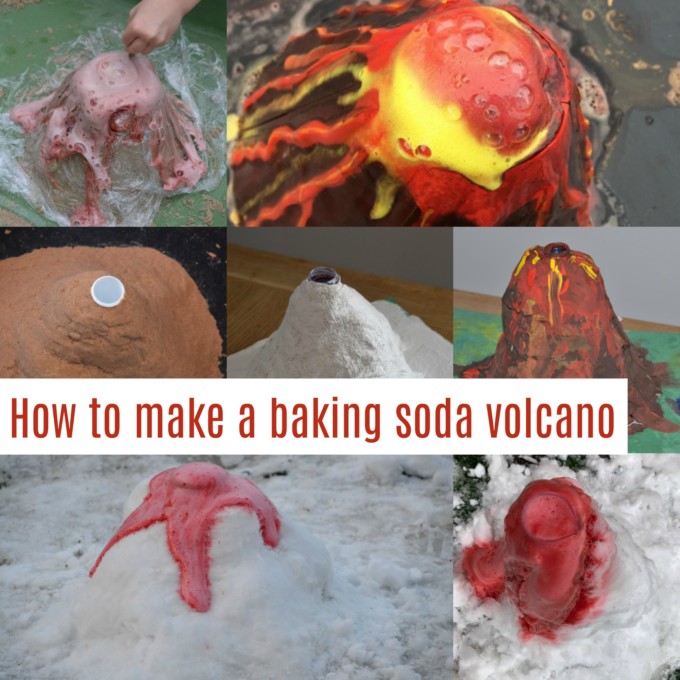 How to make a baking soda volcano - papier mache, modroc, sand and even a snow volcano#bakingsodaandvinegar #bakingsodaexperiments #science forkids