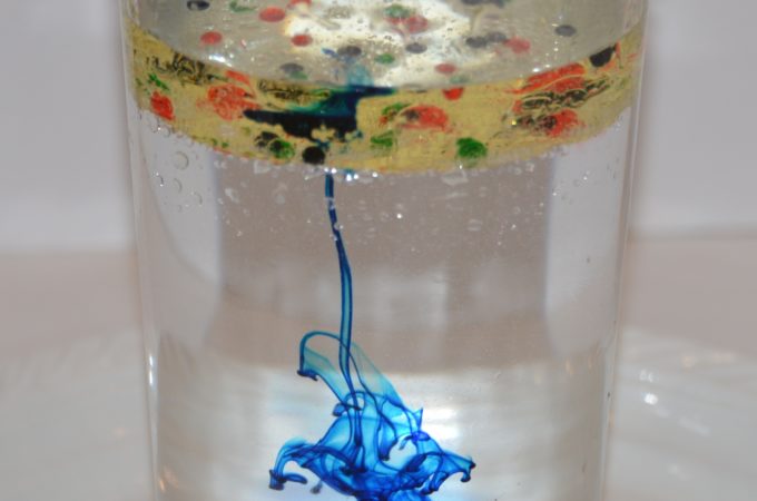 oil, water and food colouring