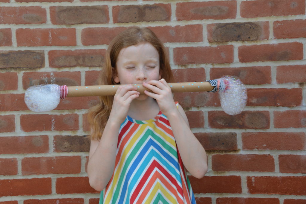 Bubble Snake with a cardboard tube and bubbles