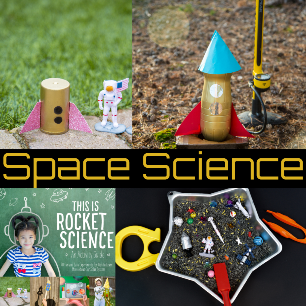Image of film canister rockets, a bottle rocket and a space sensory tray