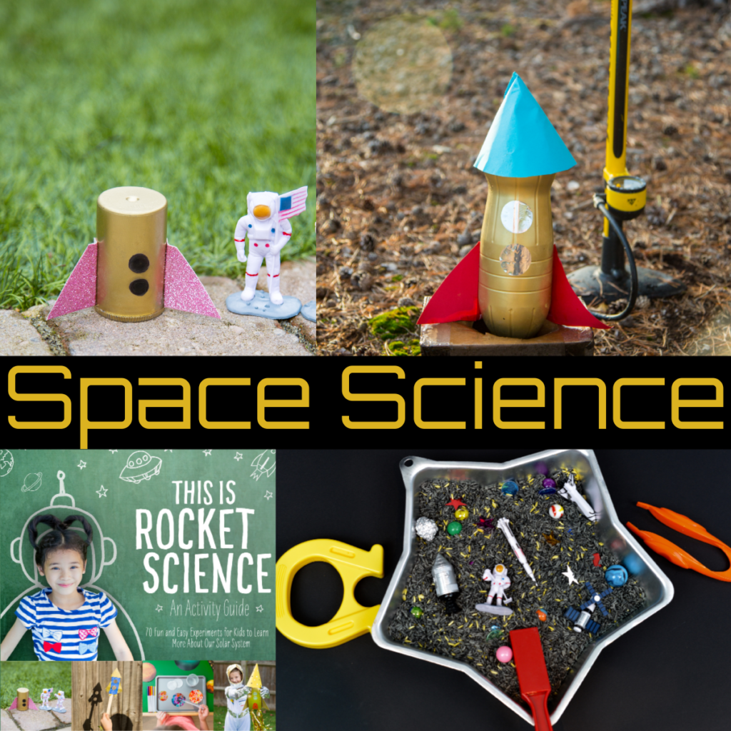 Image of film canister rockets, a bottle rocket and a space sensory tray 