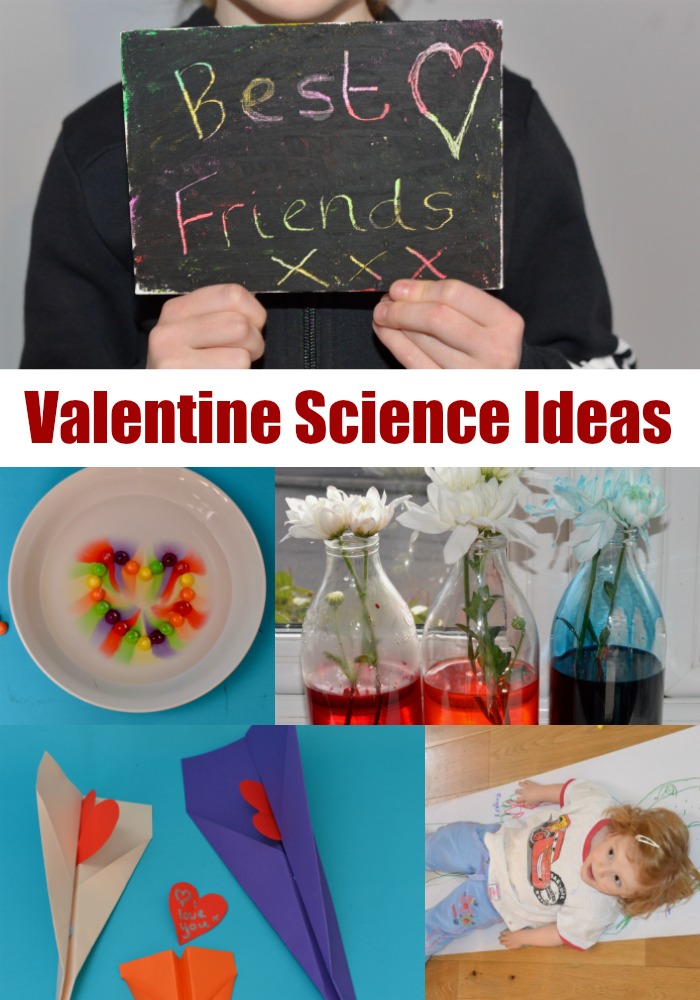 Collage of easy Valentine's Day science experiments and investigations for kids. 