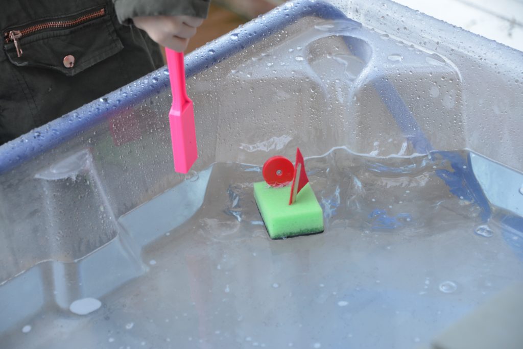 Magnet powered boat for a science activity to learn about magnetism