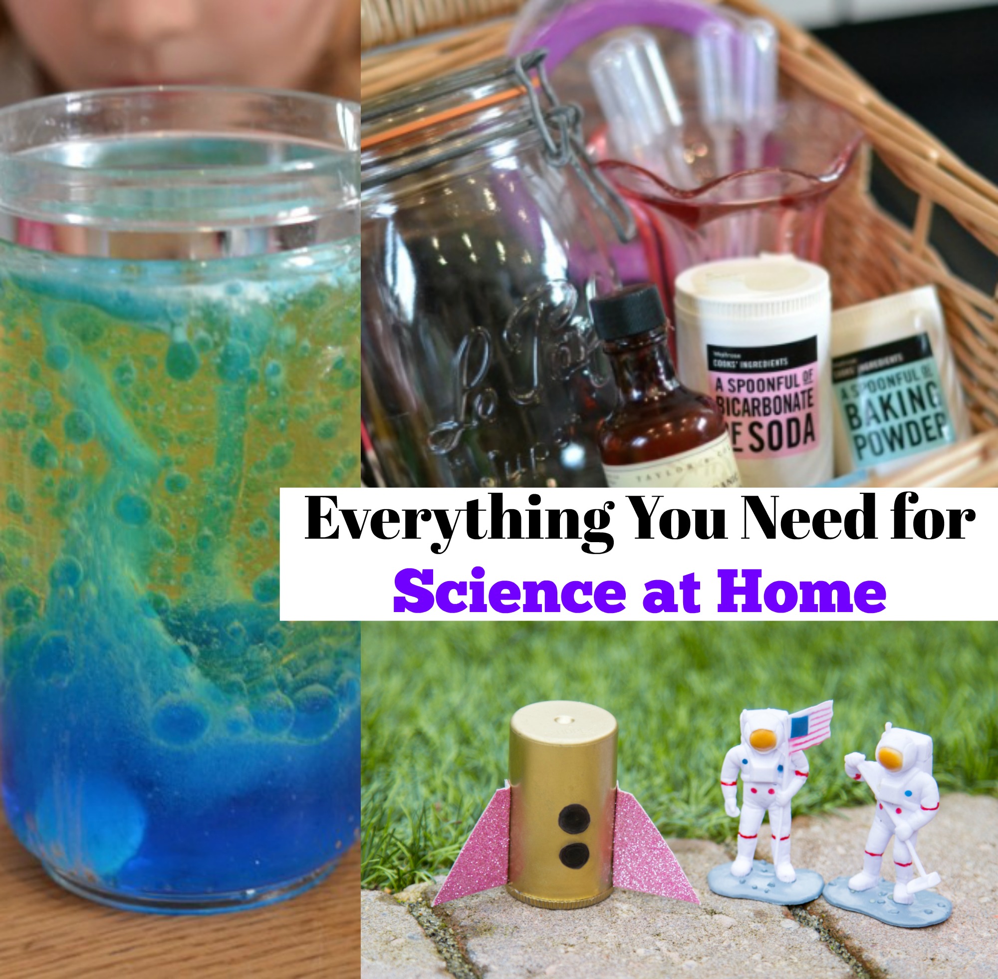 Everything you need for science at home - list of ingredients and resources for awesome science at home #scienceforkids #scienceathome